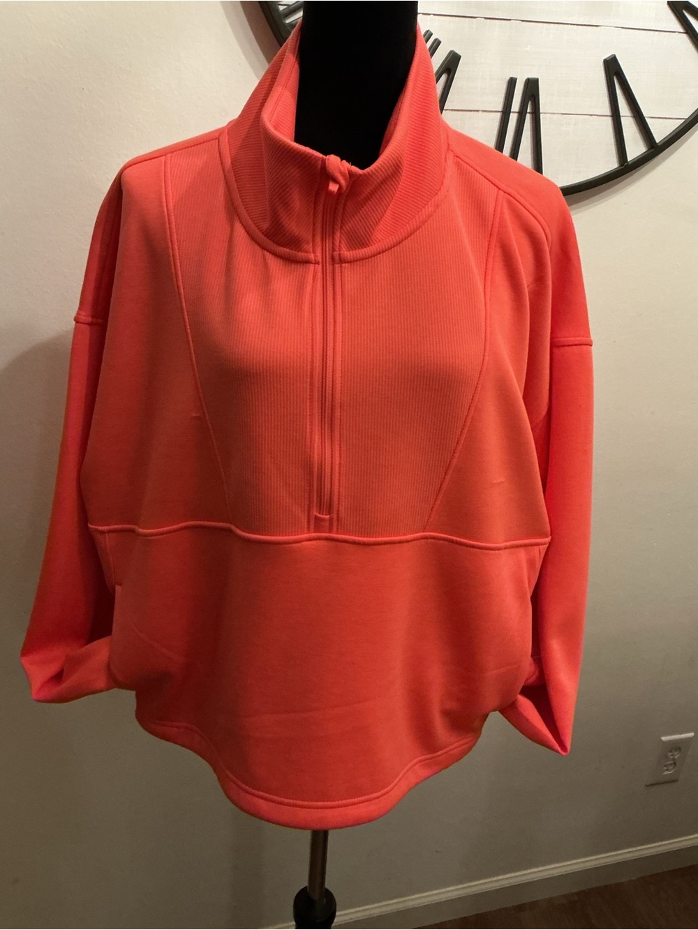 Women's Coral Half-Zip Pullover Hoodie